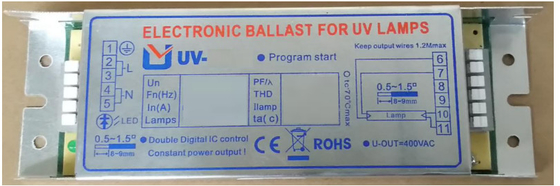 H dá forma ao reator eletrônico da lâmpada germicida para as lâmpadas UV 150W