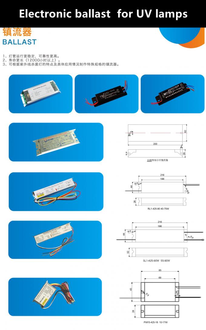 Reator eletrônico para reatores eletrônicos germicidas da lâmpada 15w da descarga clara UVC da alta intensidade da luz da desinfecção dos germes do vírus